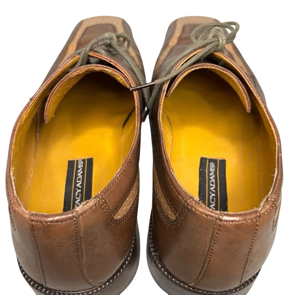 Stacy Adams Oxford Dress Shoes Mens 10M Brown Two Tone Leather Square Toe Brogue